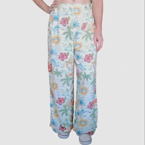 SPA Cantina Tropical Beachy Coastal Relaxed Straight Leg Pants White Size Small